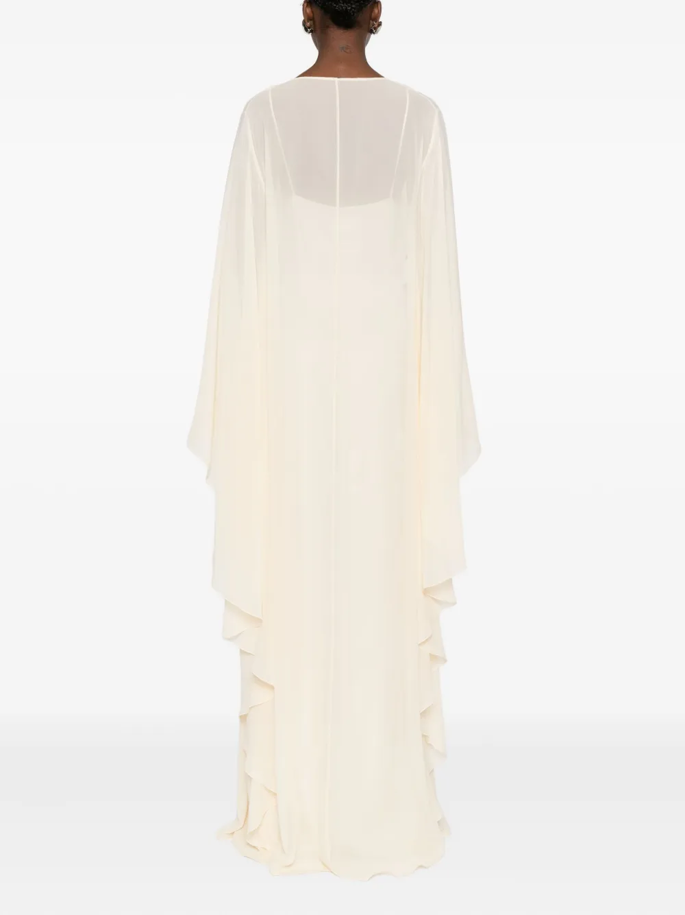 Alberta Ferretti Ruffled Long-sleeve Dress In Neutral