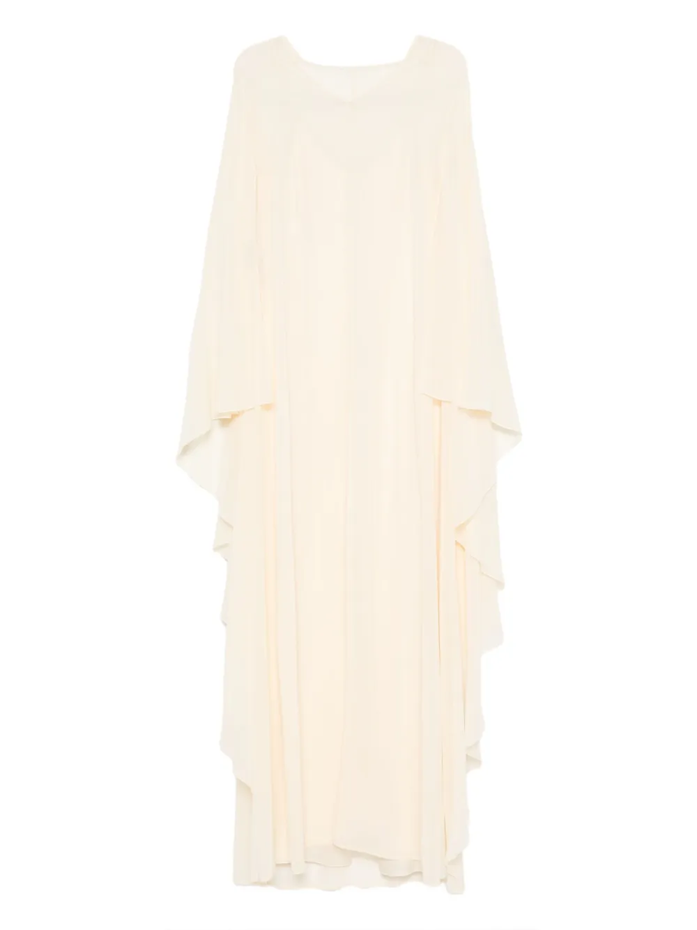 Alberta Ferretti Ruffled Long-sleeve Dress In Neutral