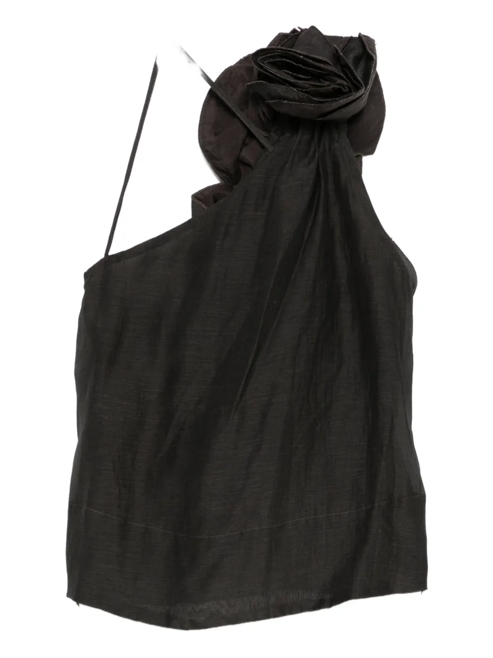 Mes Demoiselles Rose-embellished One-shoulder Top In Black