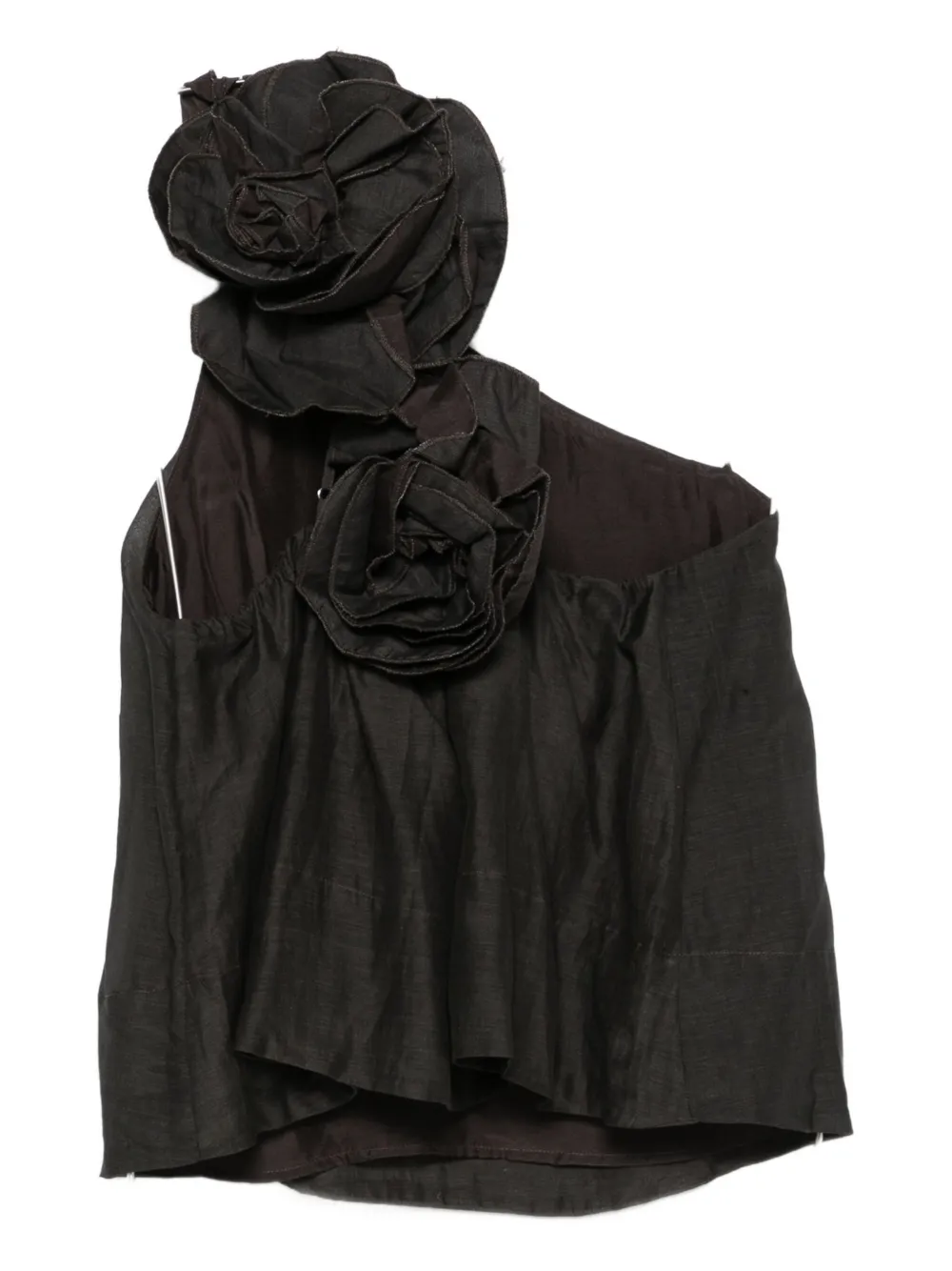 Mes Demoiselles Rose-embellished One-shoulder Top In Black