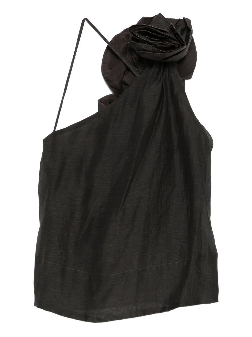 Mes Demoiselles rose-embellished one-shoulder top | Black | Image 1