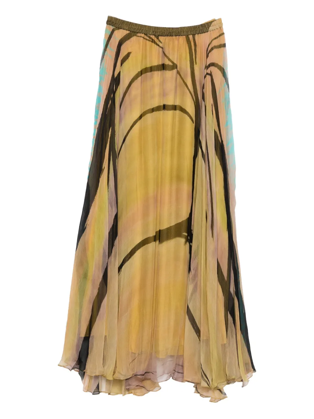 Mes Demoiselles abstract-print pleated skirt - Geel