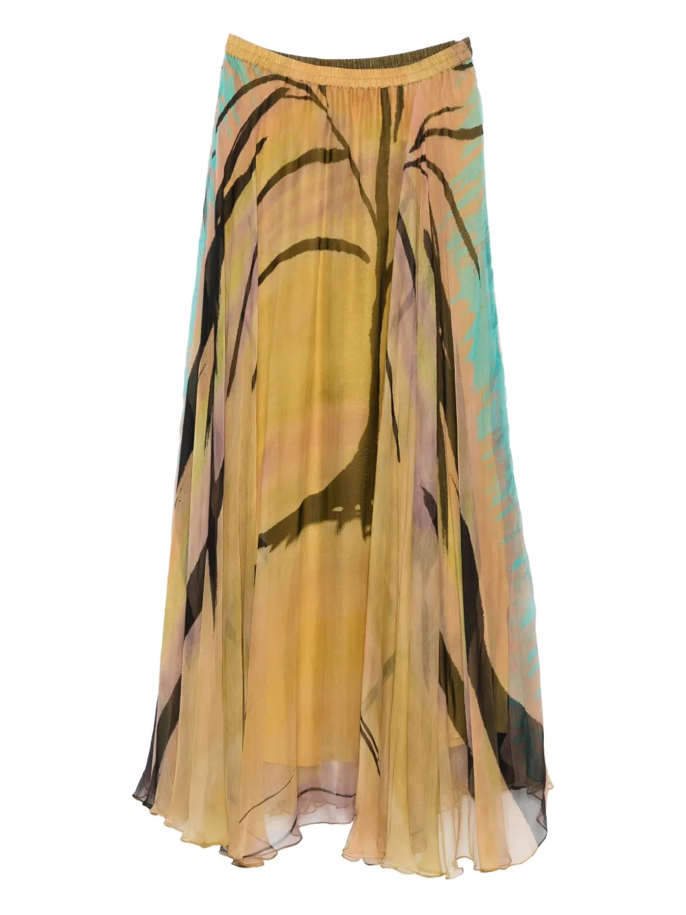 Mes Demoiselles Abstract-print Pleated Skirt In Yellow