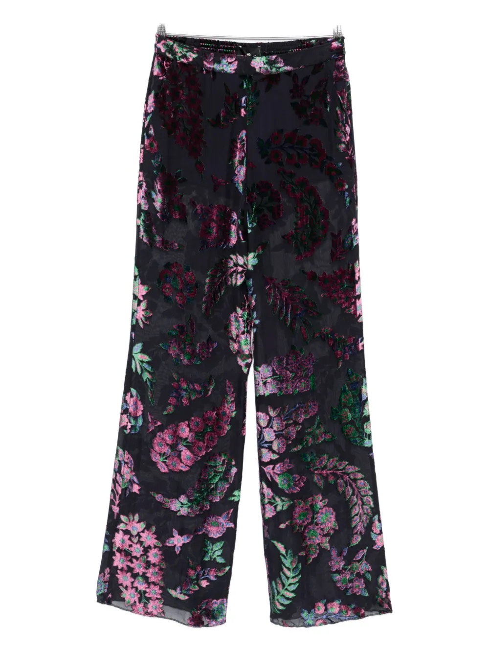 Etro Devore Sheer Wide-leg Trousers In Black