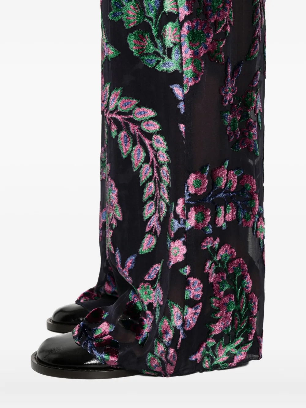 Etro Devore Sheer Wide-leg Trousers In Black