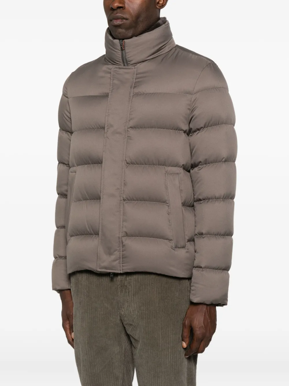 Herno Quilted High-neck Jacket In Brown