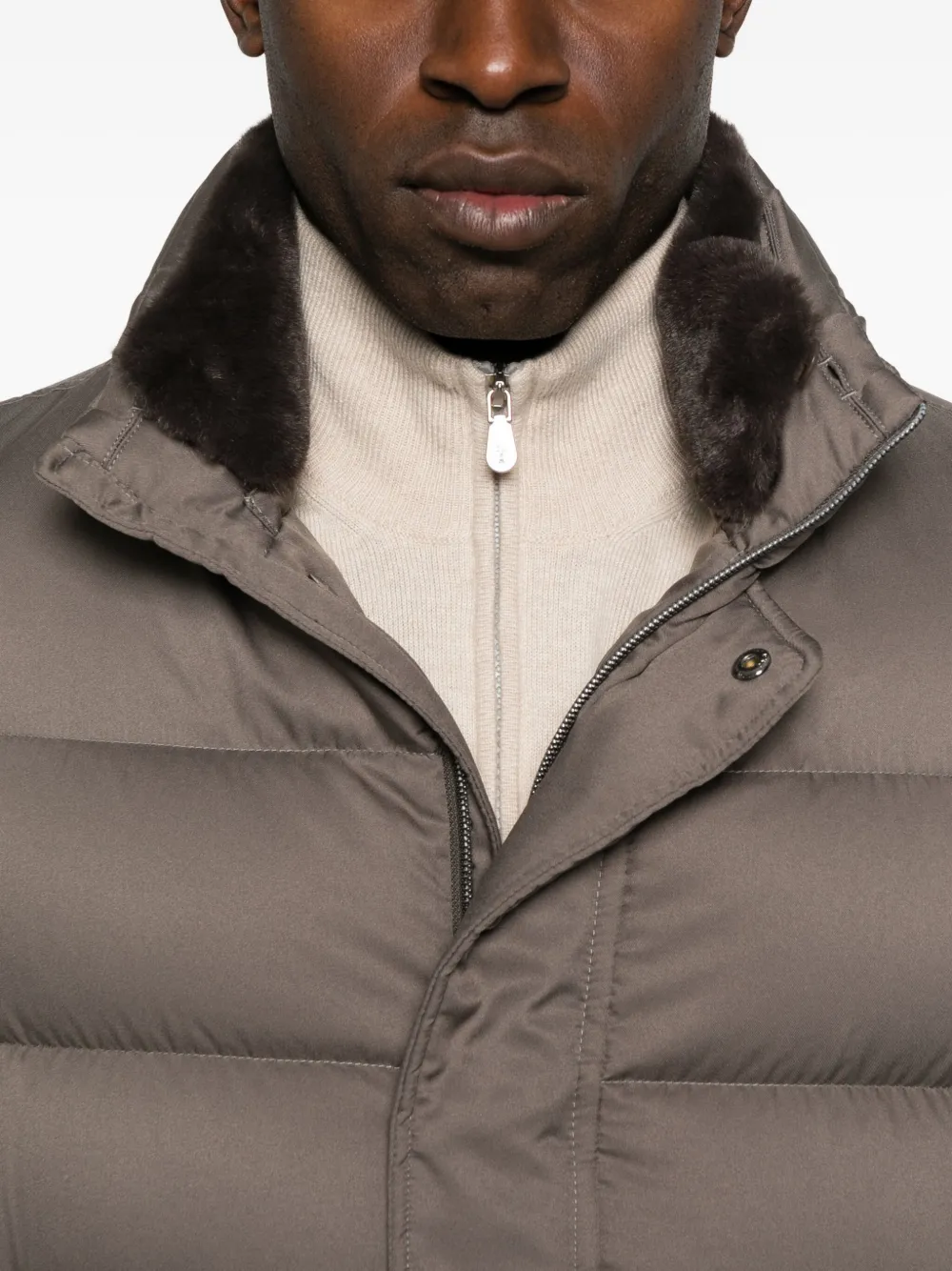 Herno Quilted High-neck Jacket In Brown