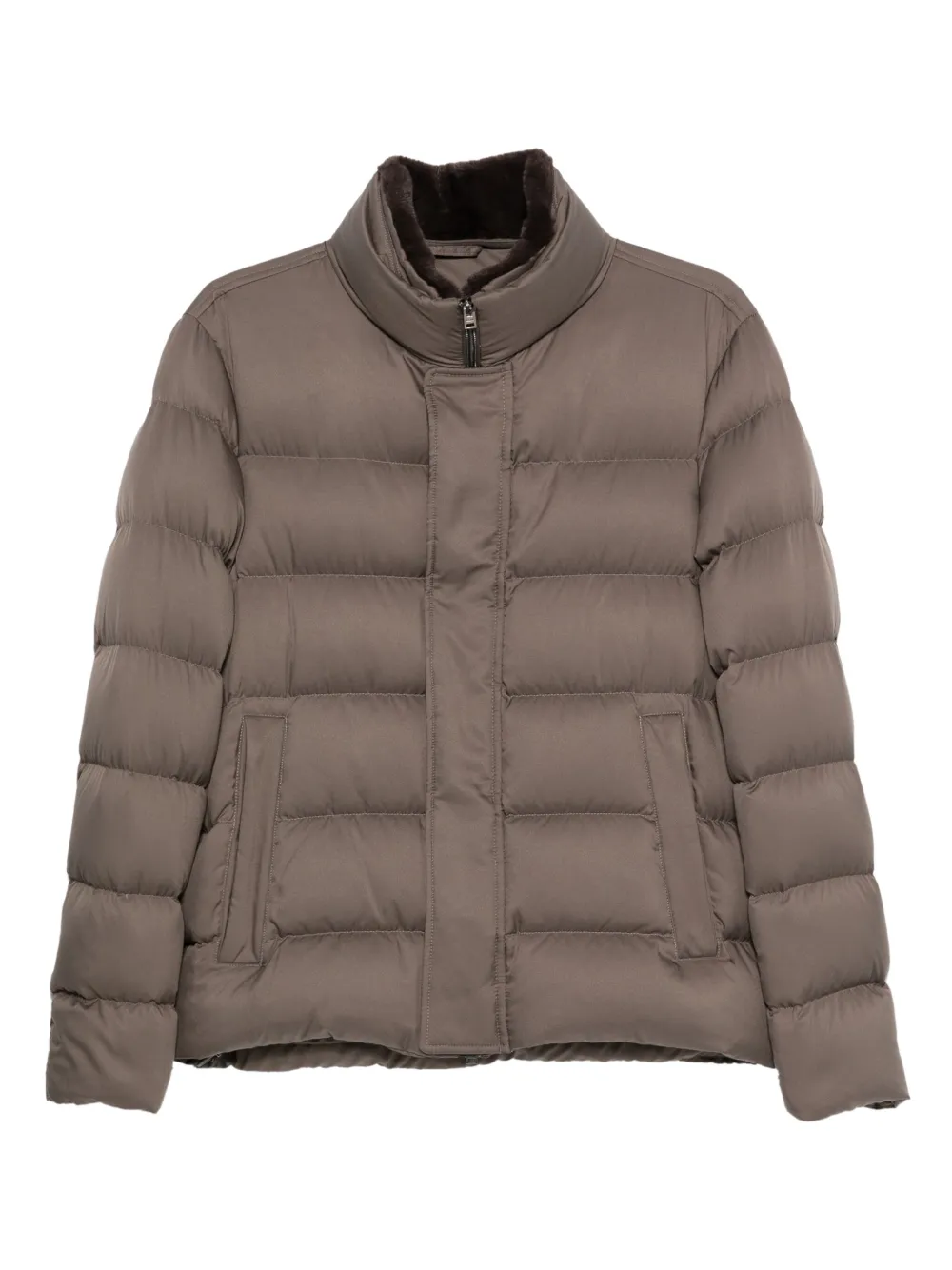 Herno Quilted High-neck Jacket In Brown