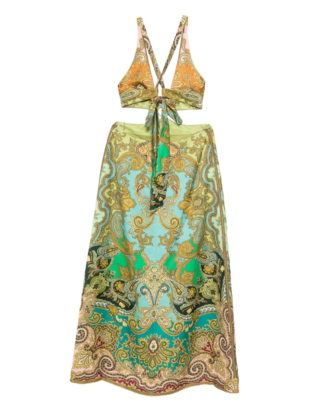 ALEMAIS paisley-print cut-out dress - Groen