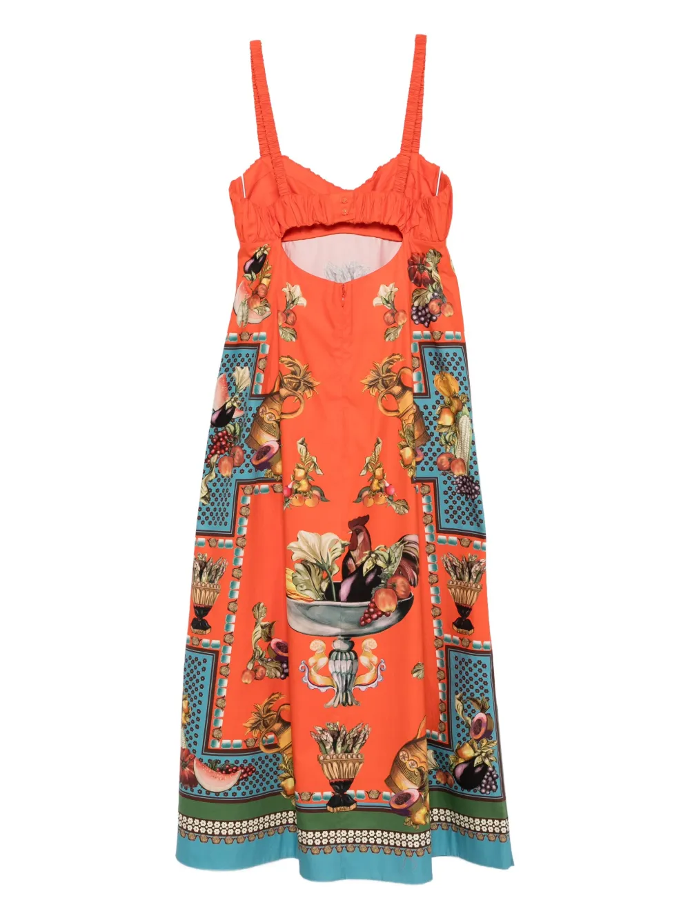 ALEMAIS fruit-print smocked dress - Oranje