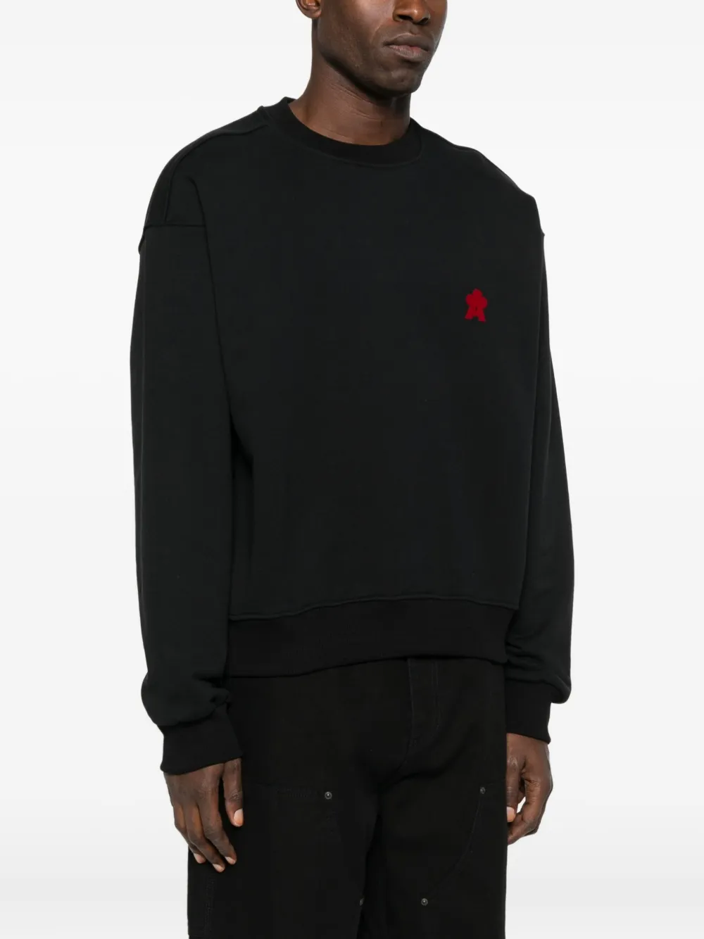 A Paper Kid Embroidered Crew-neck Sweatshirt In Black