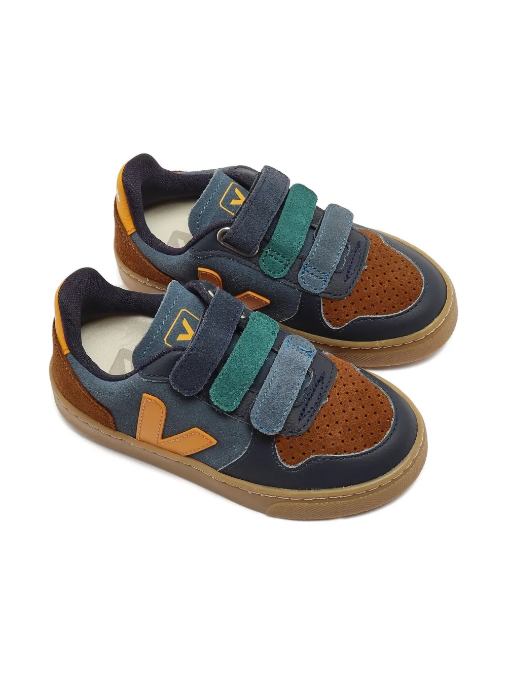 VEJA Kids Sneakers met suède vlak en klittenband Grijs