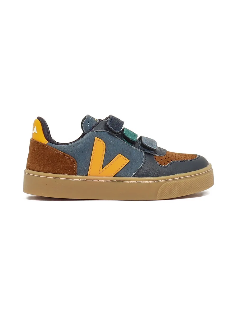 VEJA Kids Sneakers met suède vlak en klittenband Grijs