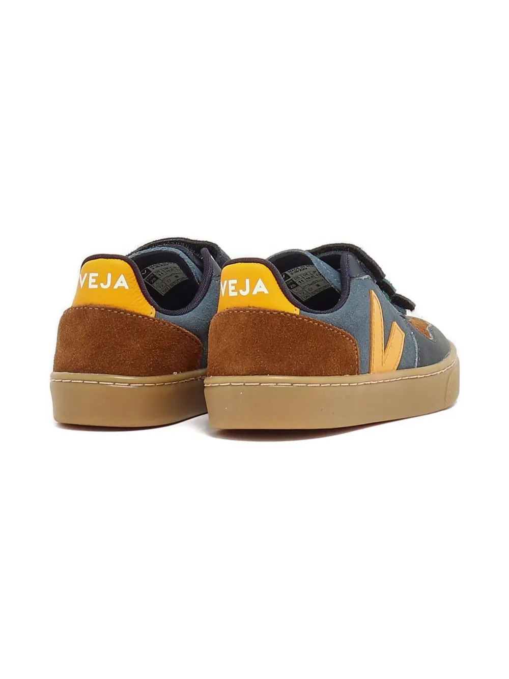 VEJA Kids Sneakers met suède vlak en klittenband - Grijs