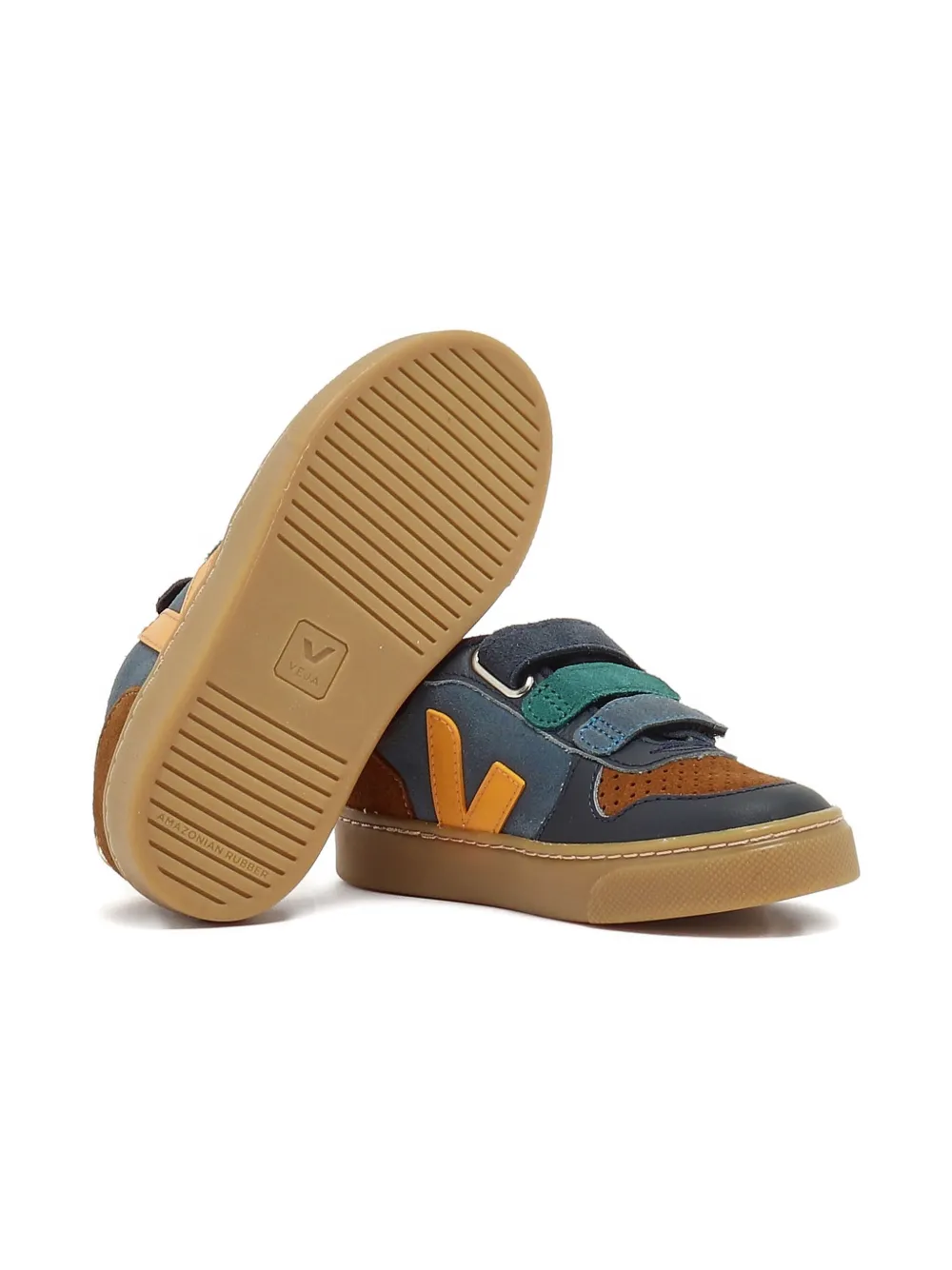 VEJA Kids Sneakers met suède vlak en klittenband Grijs