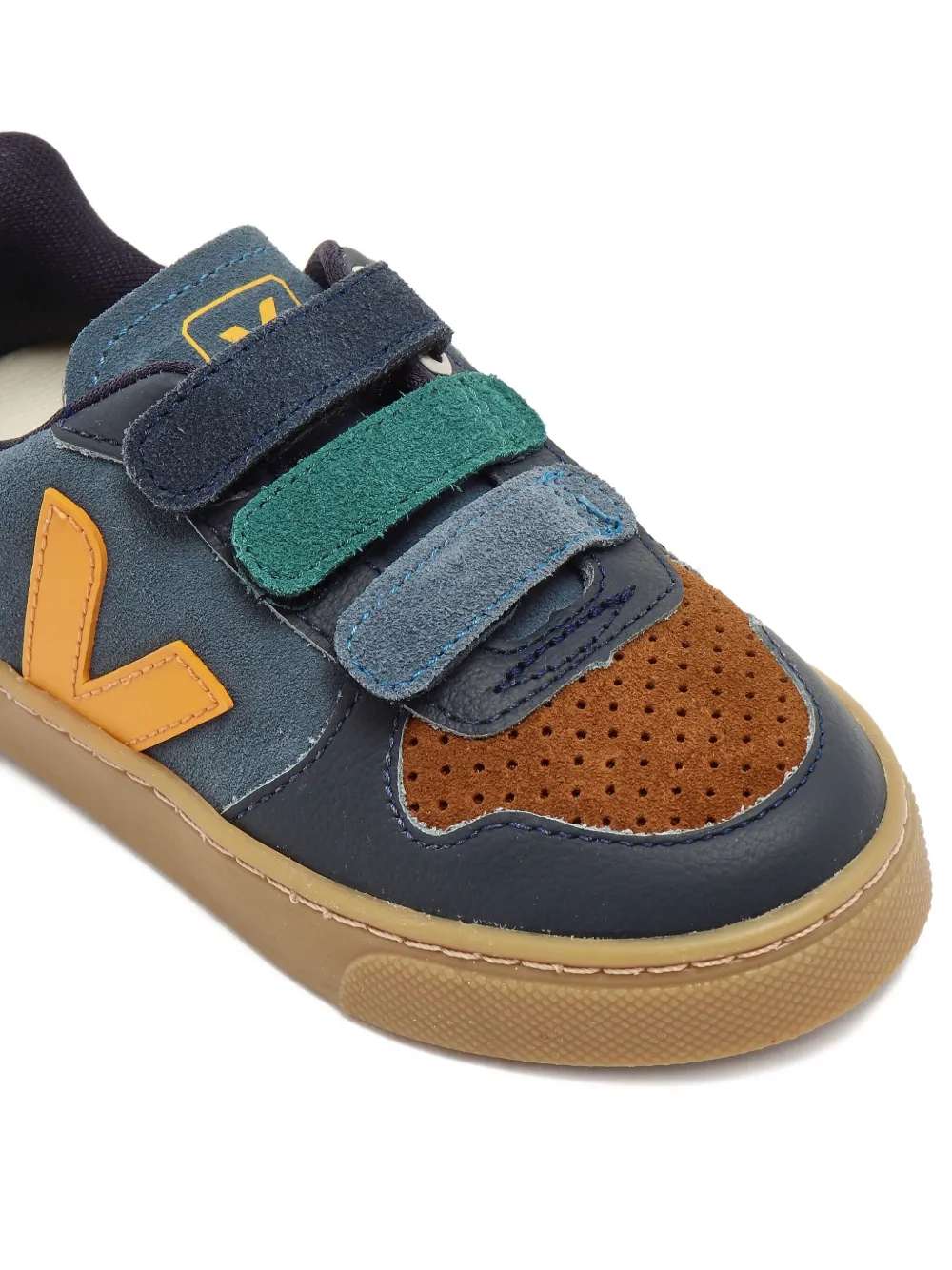 VEJA Kids Sneakers met suède vlak en klittenband Grijs