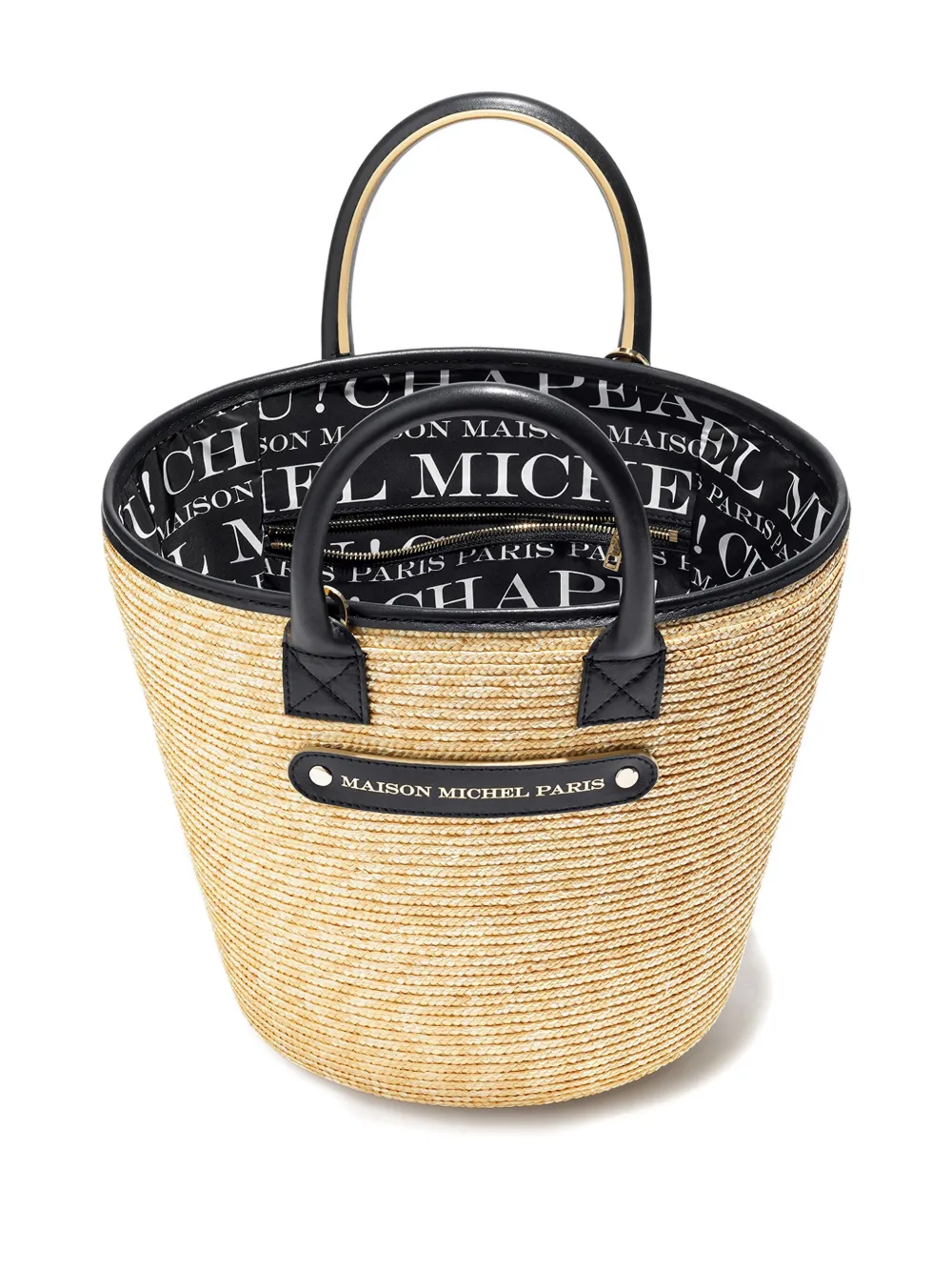Maison Michel Brittany Straw Leather-trimmed Tote Bag In Neutral