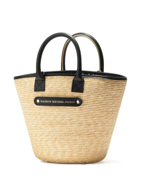Maison Michel Brittany straw leather-trimmed tote bag