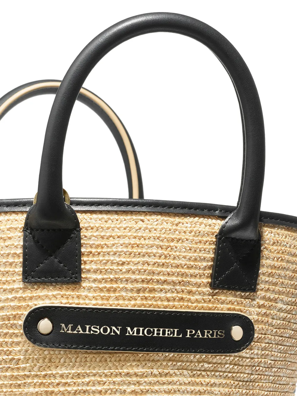 Maison Michel Brittany Straw Leather-trimmed Tote Bag In Neutral