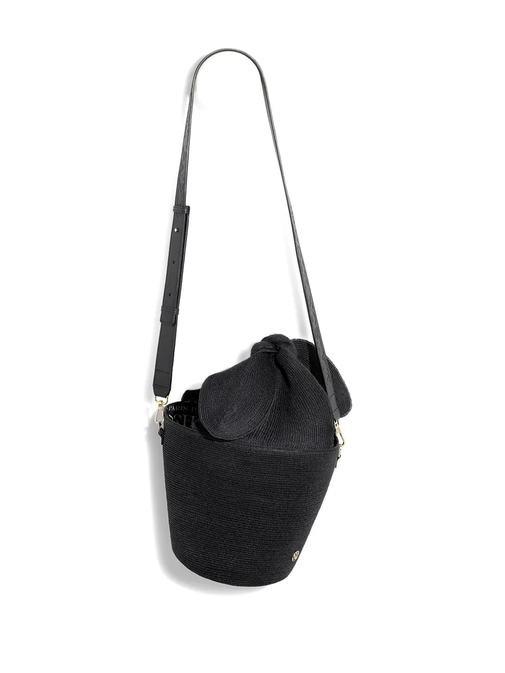Maison Michel Barbara Bow-detail Straw Bucket Bag In Black