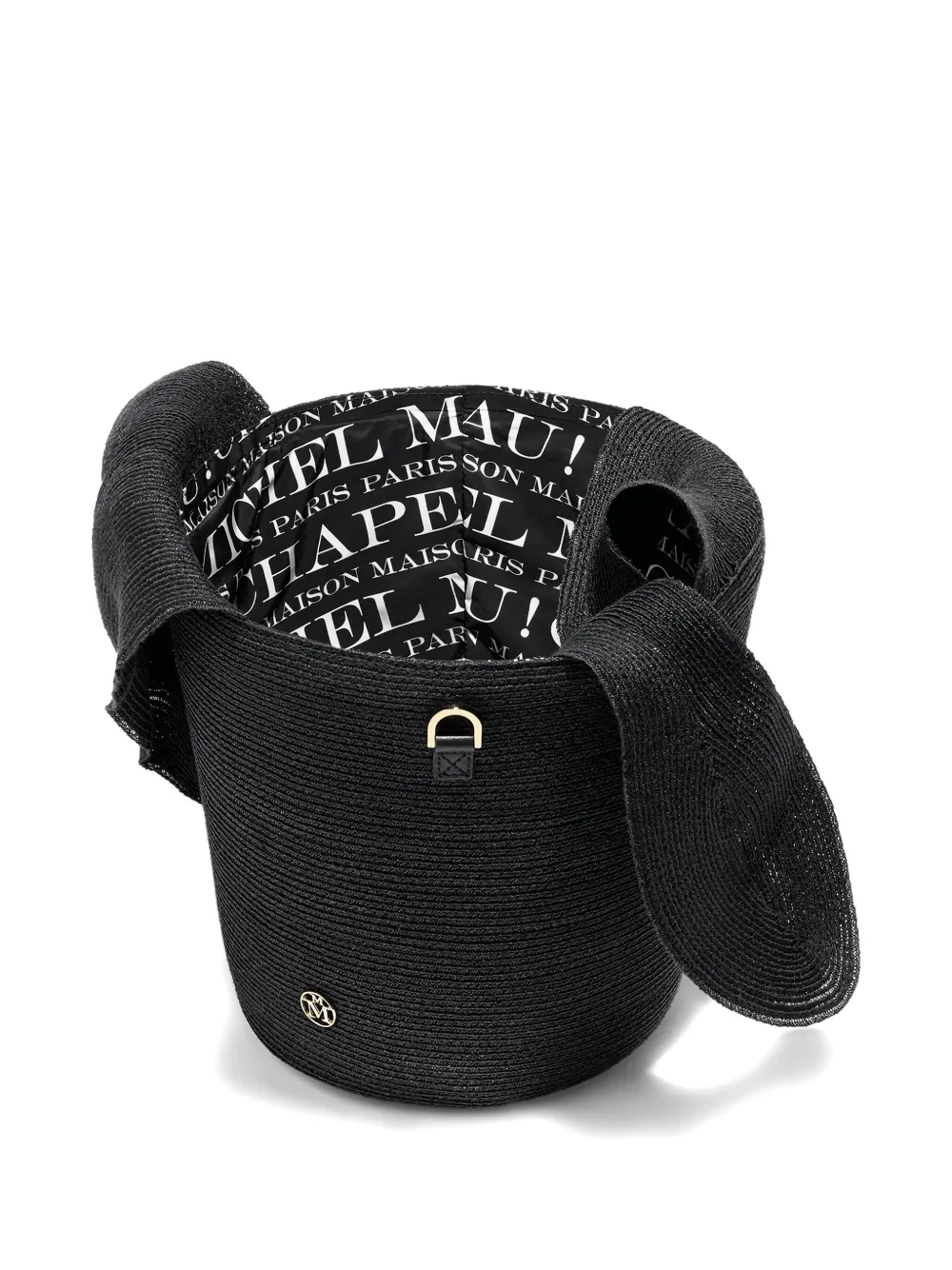 Maison Michel Barbara Bow-detail Straw Bucket Bag In Black