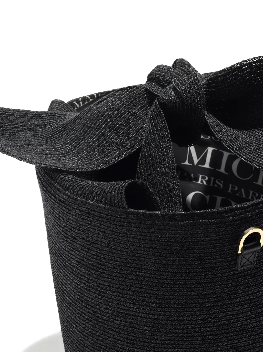 Maison Michel Barbara Bow-detail Straw Bucket Bag In Black
