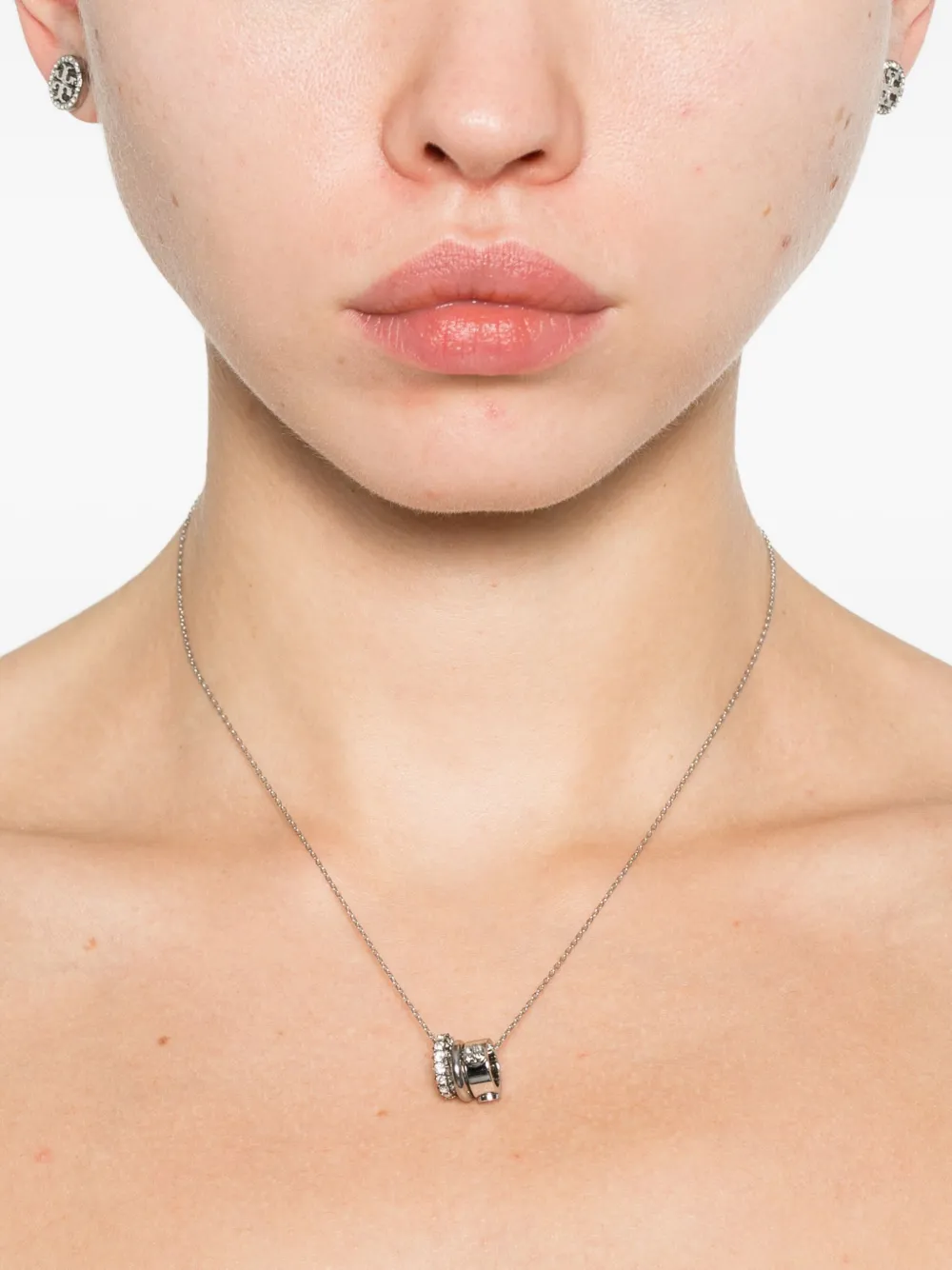 Tory Burch Miller crystal-embellished necklace and earring set - Zilver