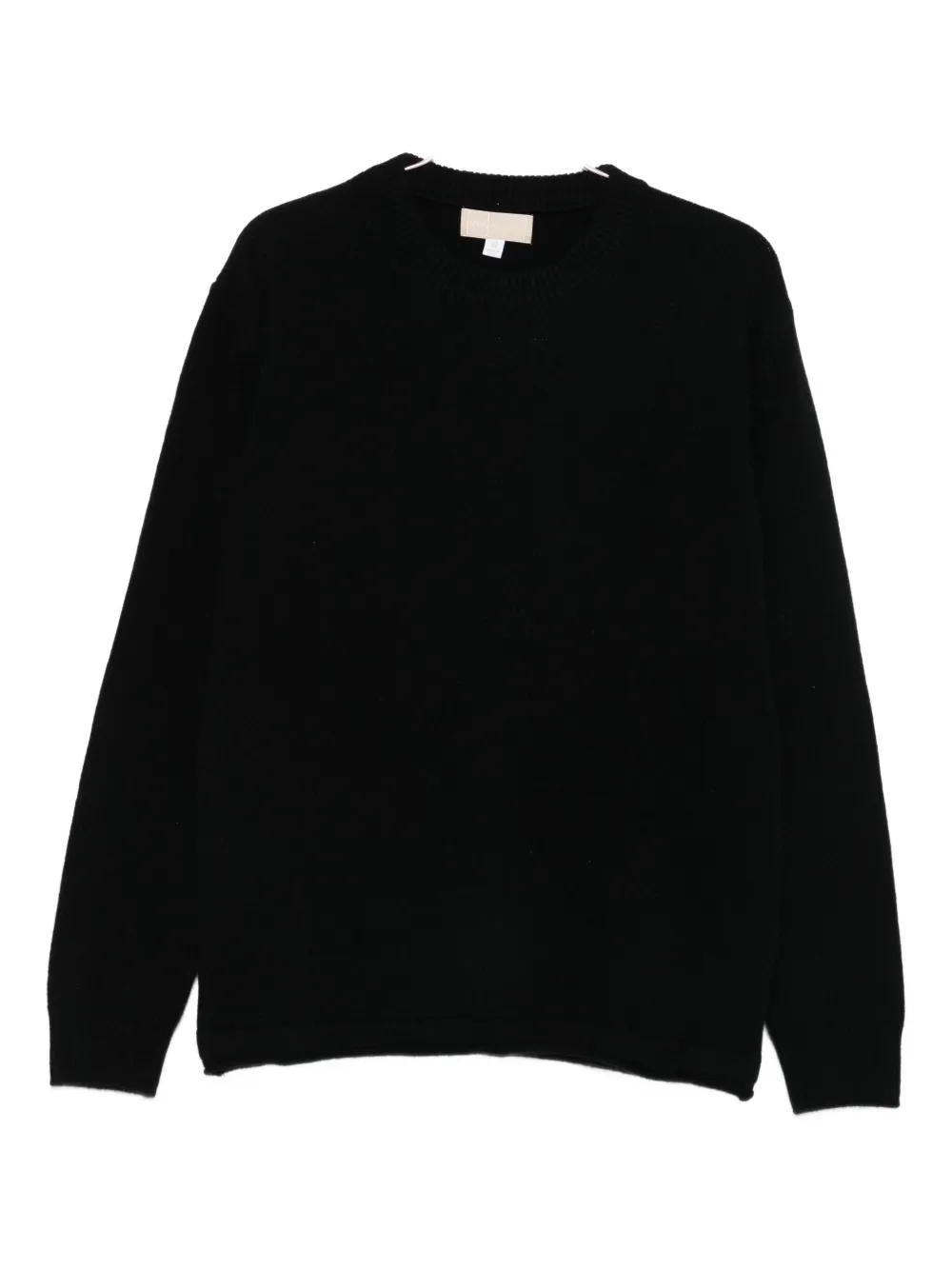 120% Lino Round-neck Sweater In Black
