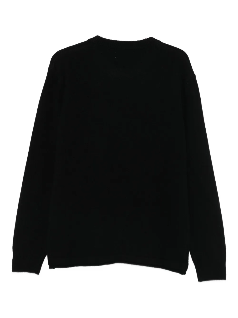 120% Lino Round-neck Sweater In Black