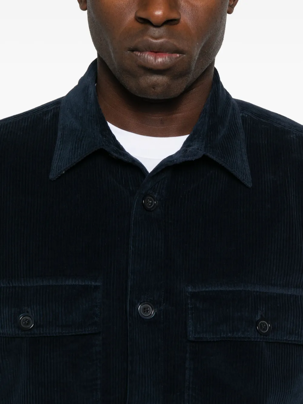 120% Lino Overhemd met ribfluwelen zak Blauw