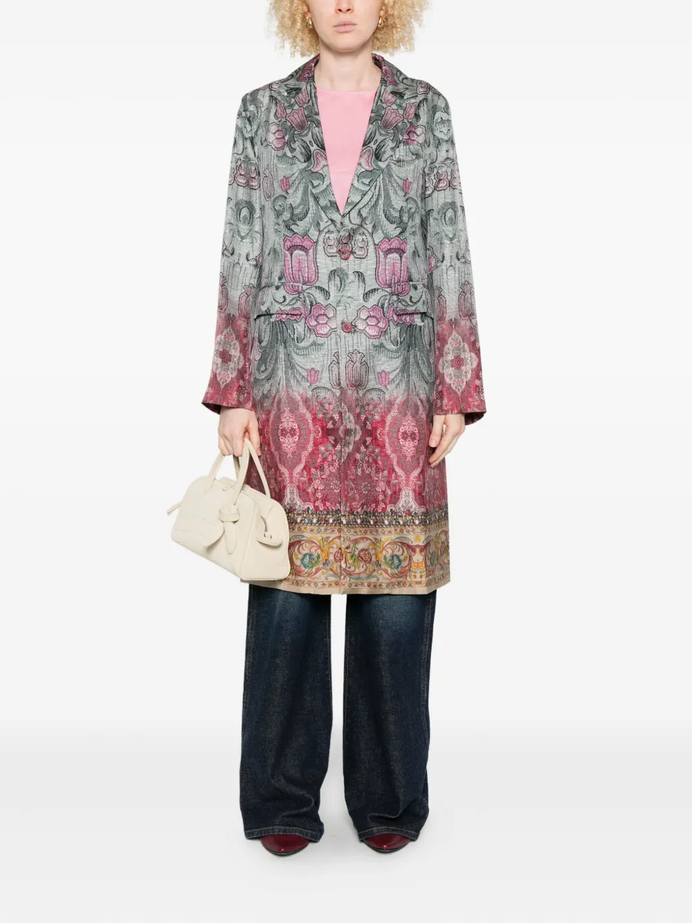 Pierre-louis Mascia Pierre Louis Mascia Silk Printed Single-breasted Coat In Multi