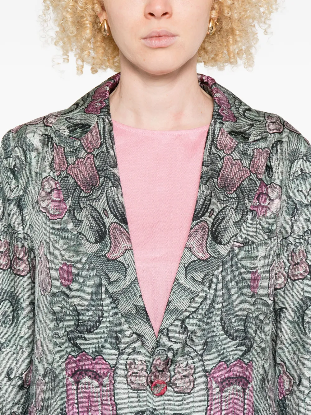 Pierre-louis Mascia Pierre Louis Mascia Silk Printed Single-breasted Coat In Multi