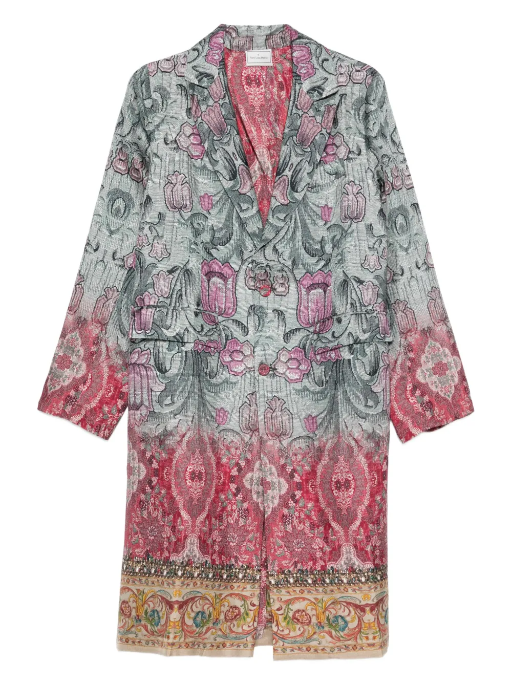 Pierre-louis Mascia Pierre Louis Mascia Silk Printed Single-breasted Coat In Multi