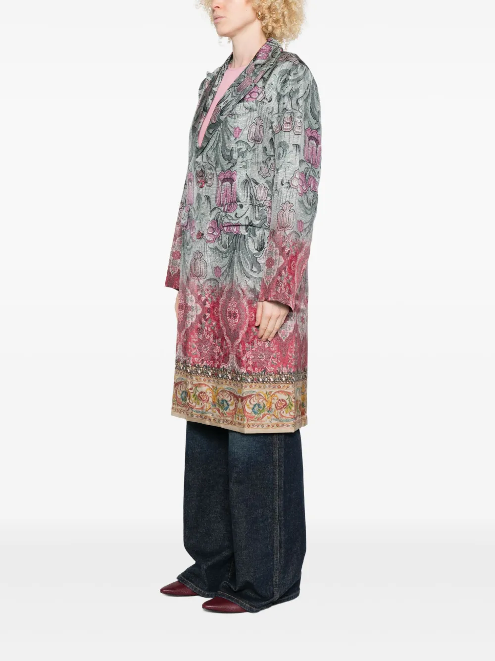 Pierre-louis Mascia Pierre Louis Mascia Silk Printed Single-breasted Coat In Multi