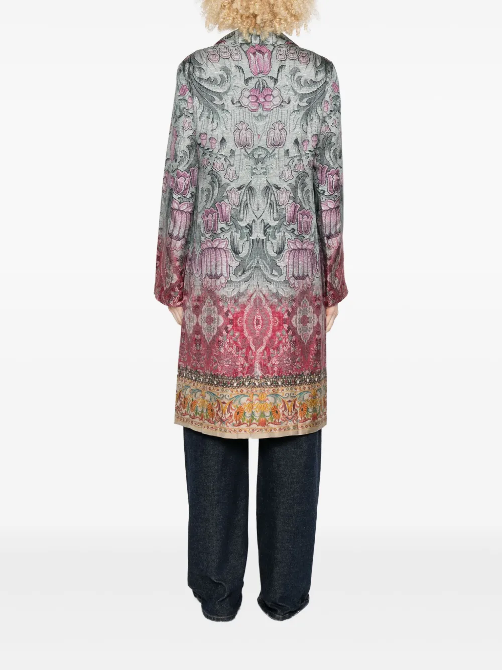 Pierre-louis Mascia Pierre Louis Mascia Silk Printed Single-breasted Coat In Multi
