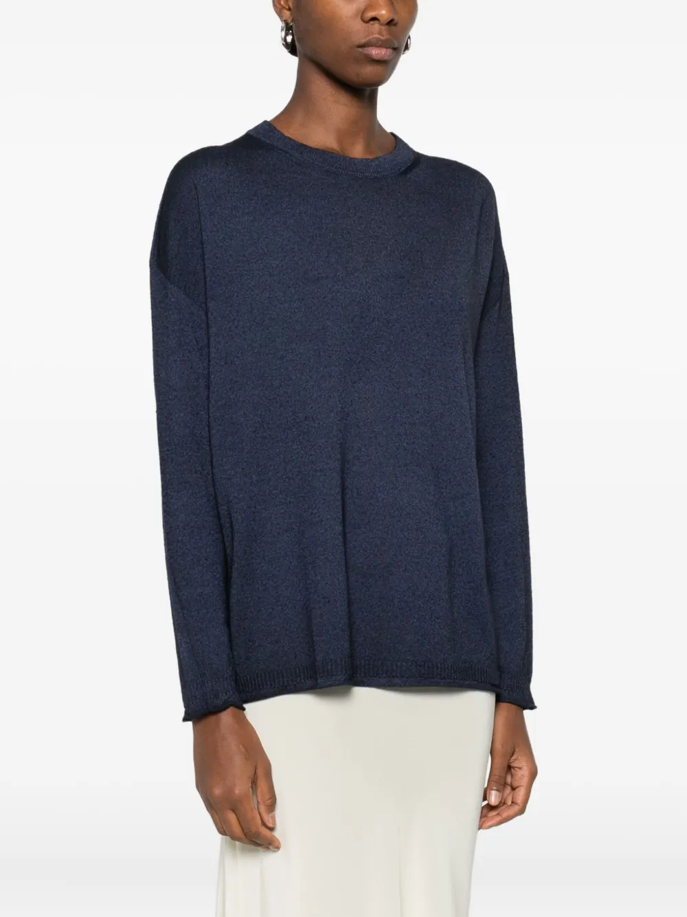 120% Lino Fine-knit Jumper In Blue