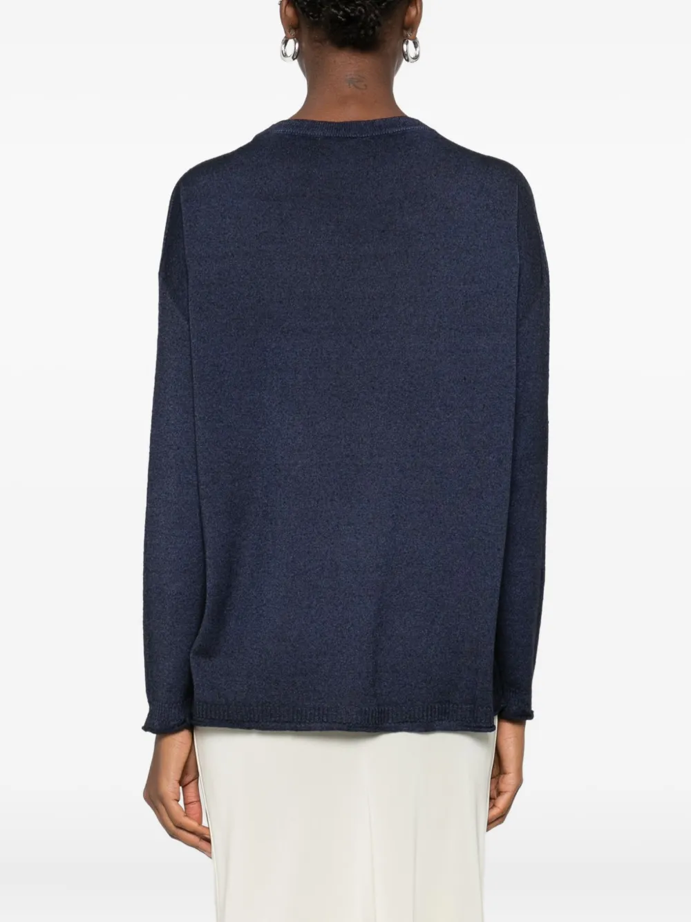120% Lino Fine-knit Jumper In Blue