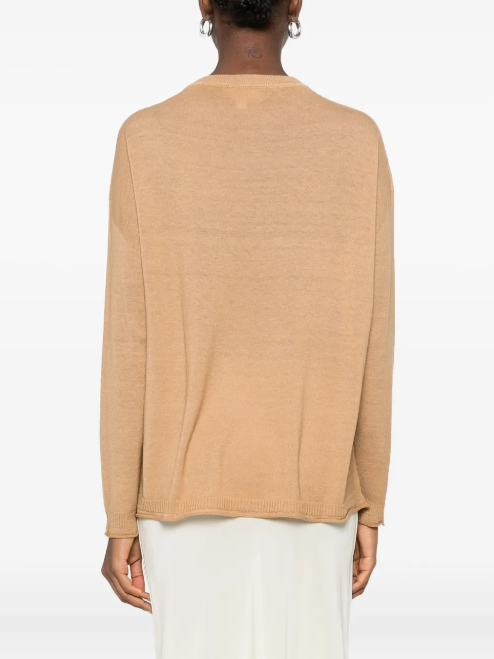 120% Lino Ruffled-trim Sweater In Brown