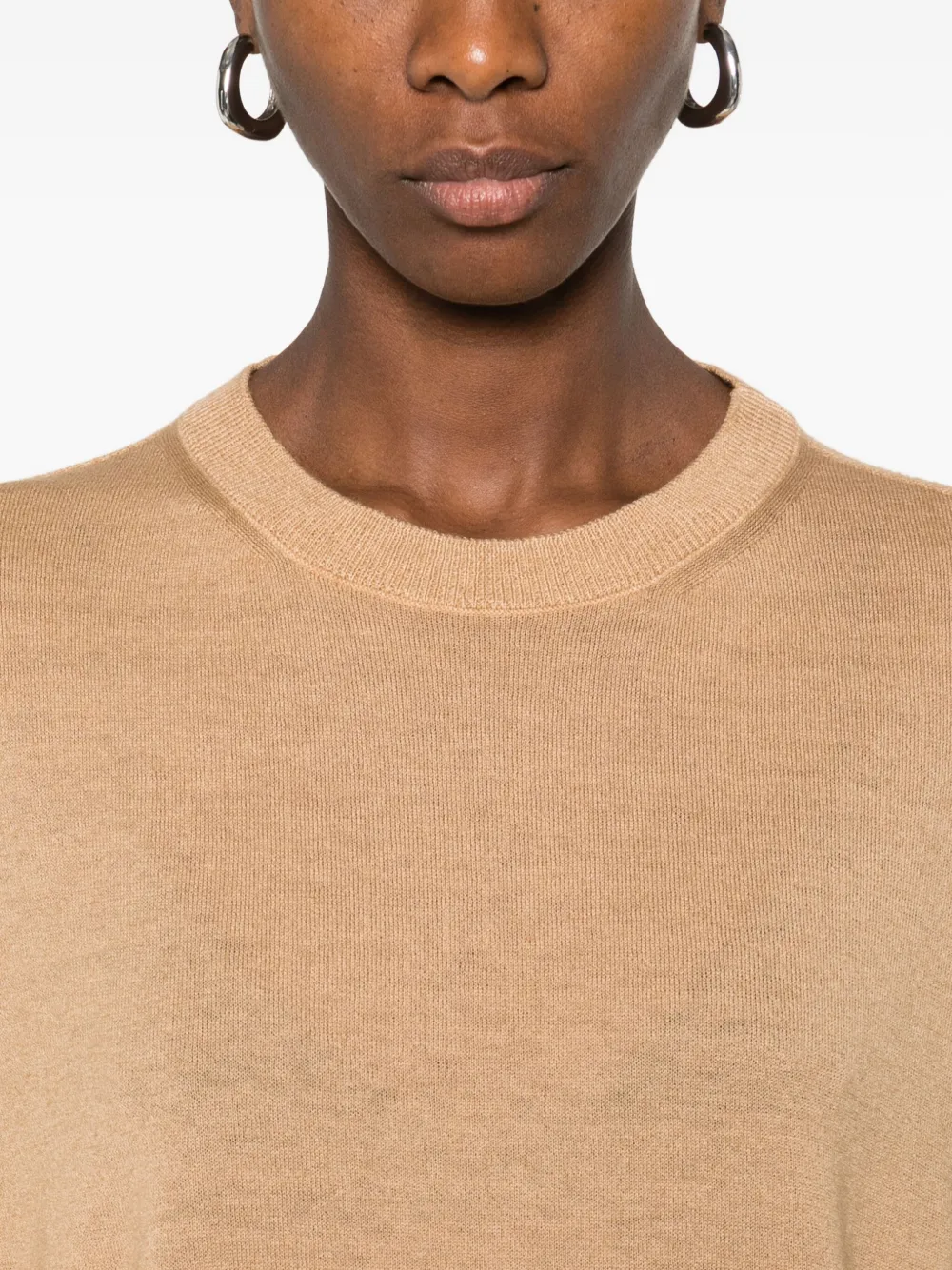 120% Lino Ruffled-trim Sweater In Brown