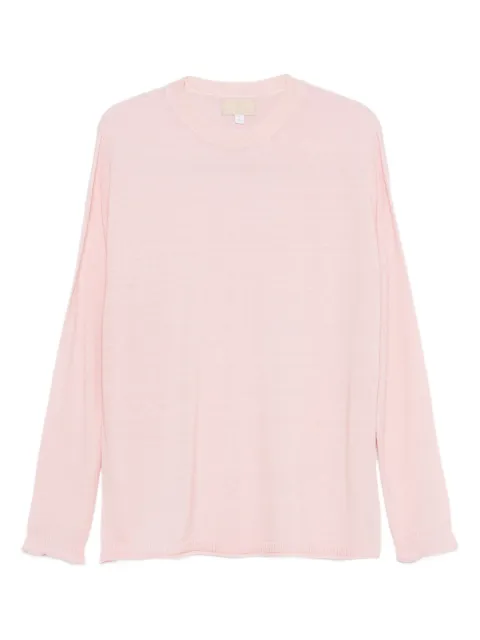 120% Lino round-neck long-sleeve sweater