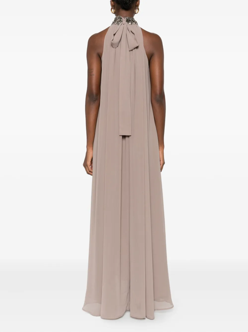 P.a.r.o.s.h Embellished Halterneck Dress In Neutral