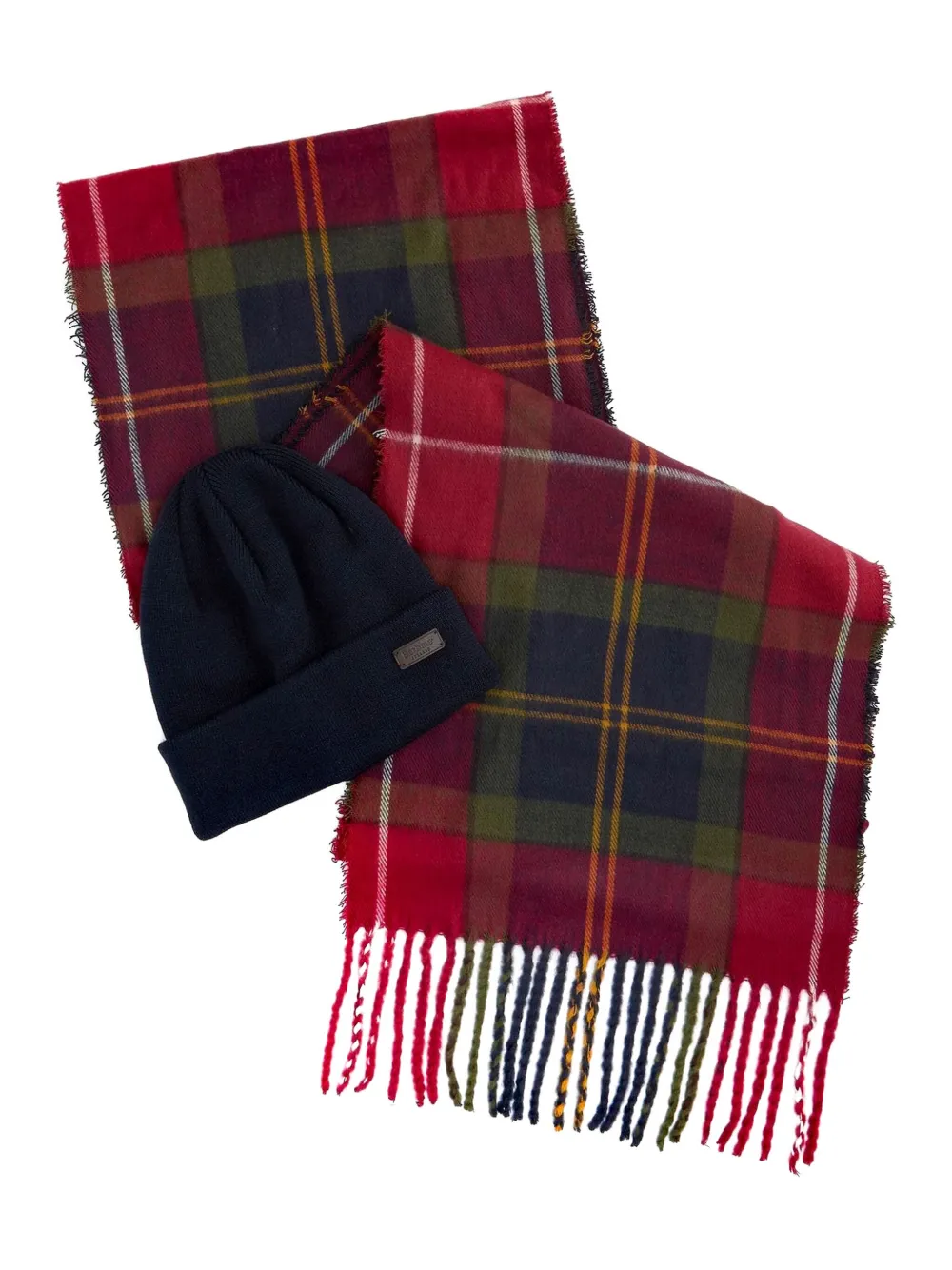 Barbour Tartan Scarf (set Of Two) In Red