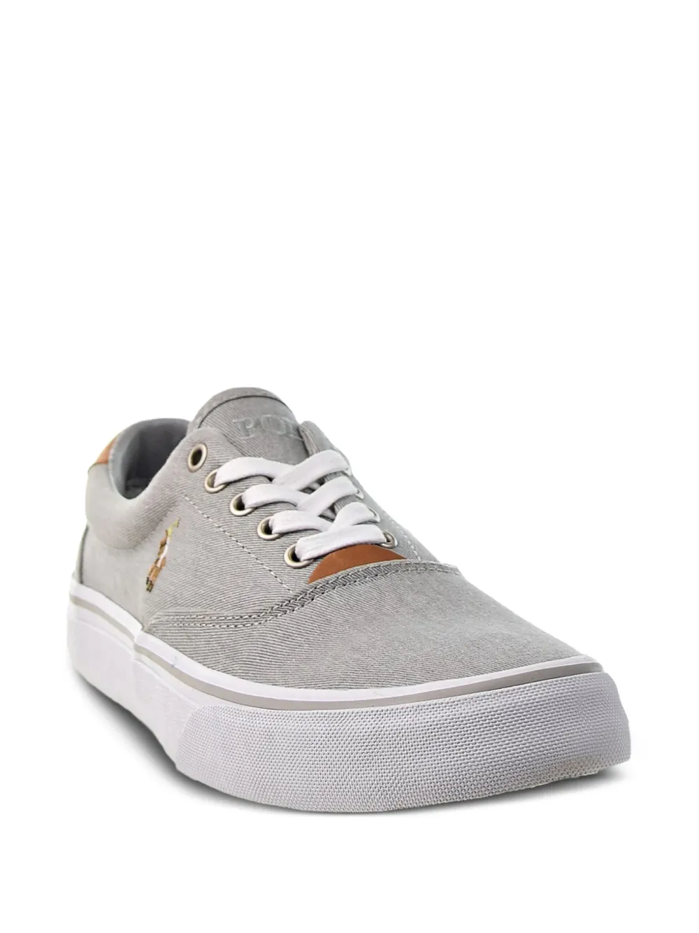 Polo Ralph Lauren Embroidered-logo Low-top Trainers In Gray