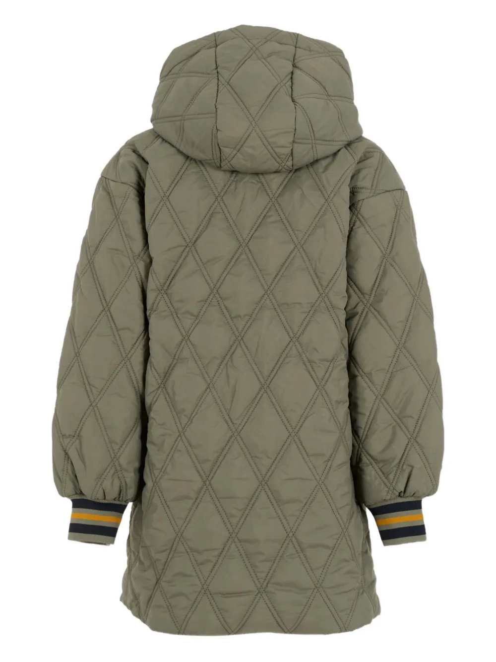 Mini Rodini Diamond-quilted Dinosaur-patch Coat In Green