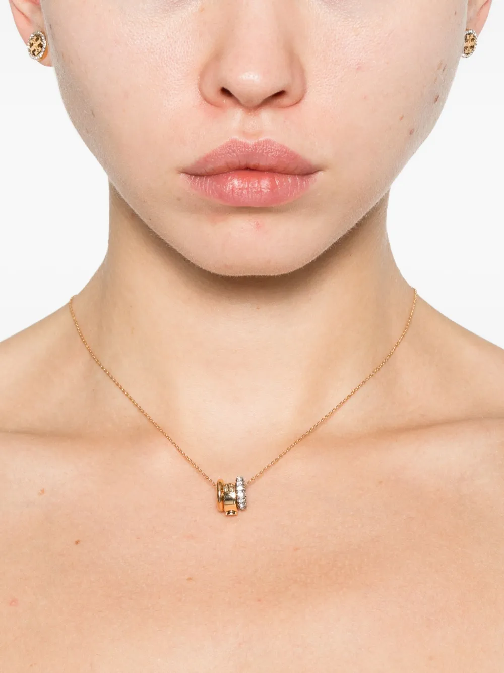 Tory Burch Miller Crystal-embellished Necklace And Earring Set In Gold