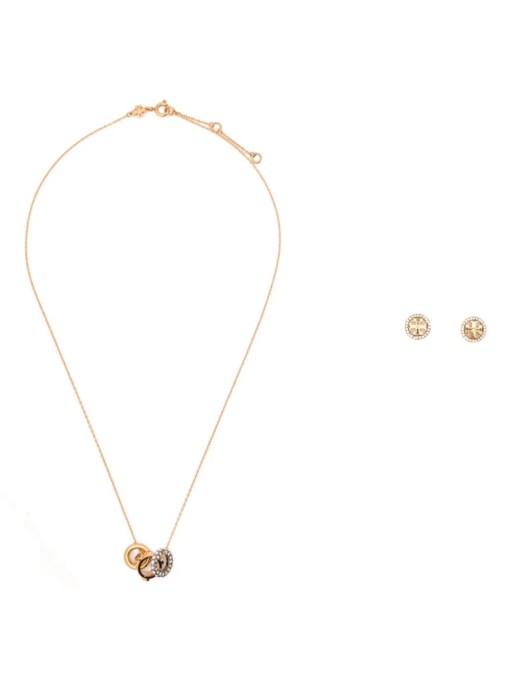 Tory Burch Miller Crystal-embellished Necklace And Earring Set In Gold