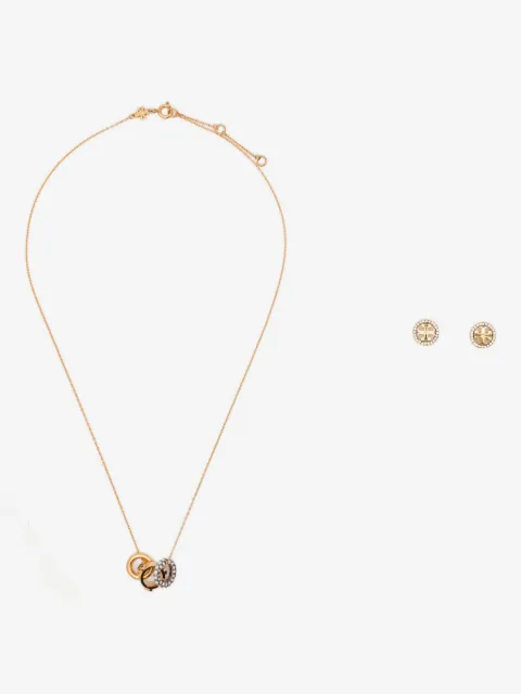 Tory Burch 파베 크리스털 장식 네크리스 앤 이어링 세트