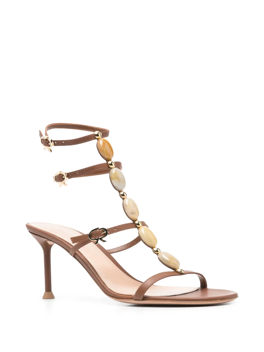 Gianvito Rossi Stone-detail Sandals In Brown