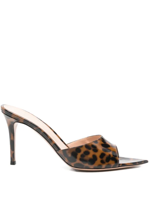 Gianvito Rossi 85mm Elle Leather Heeled Sandals in Brown