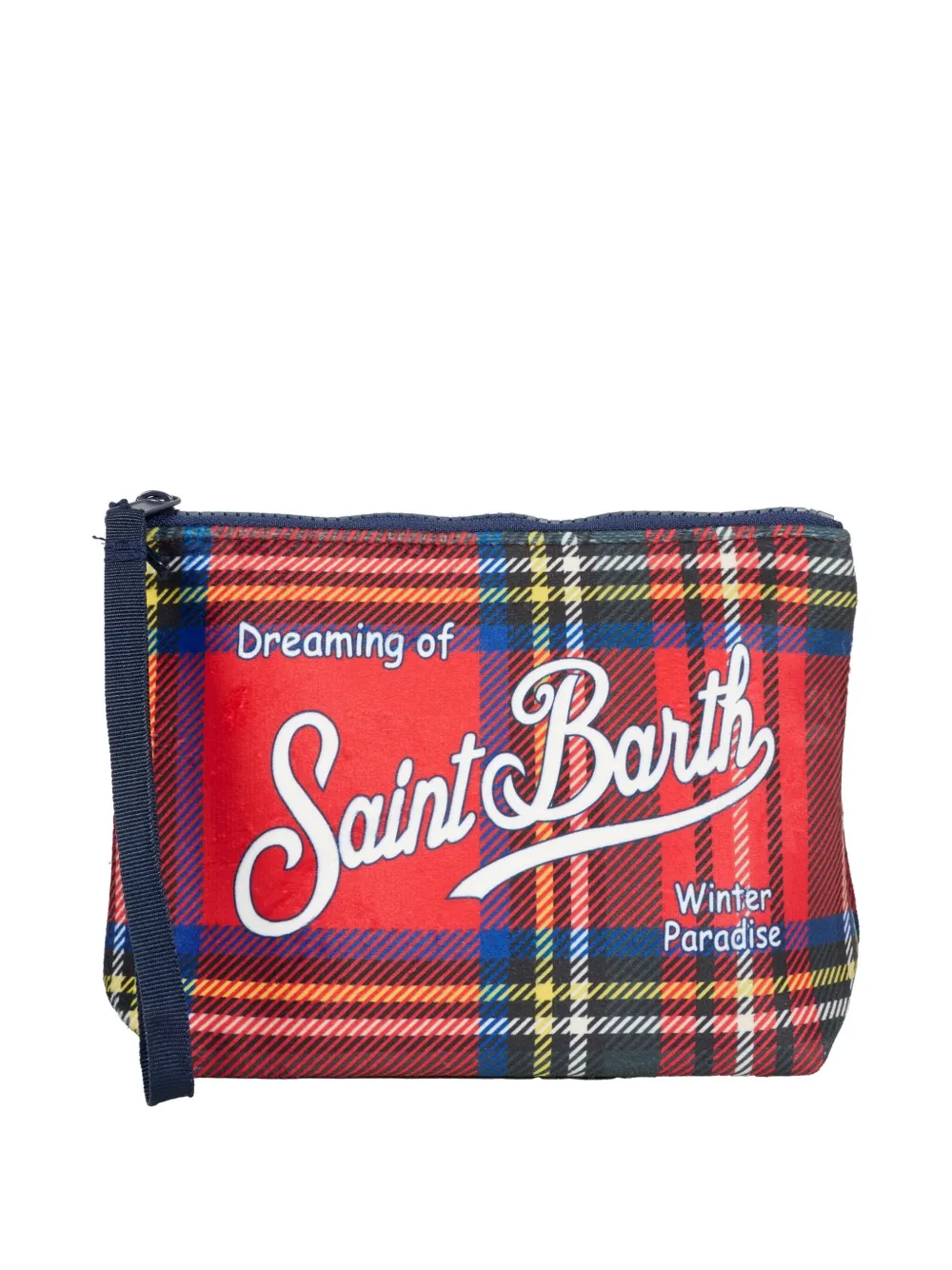 Mc2 Saint Barth Plaid-pattern Zipped Pochette In Red